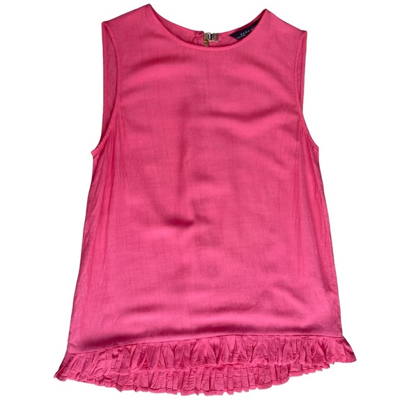 Zara Woman Pink Coral Sleeveless Ruffle Hem Blouse Top - Small - Picture 2 of 11